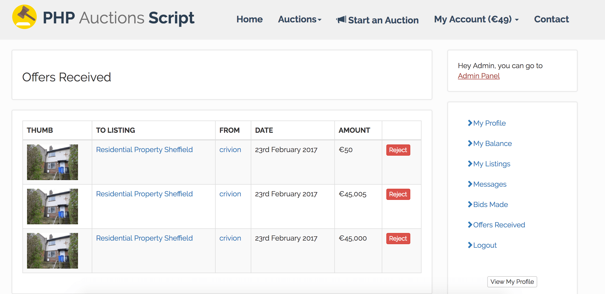 
        PHP Auctions Script
      