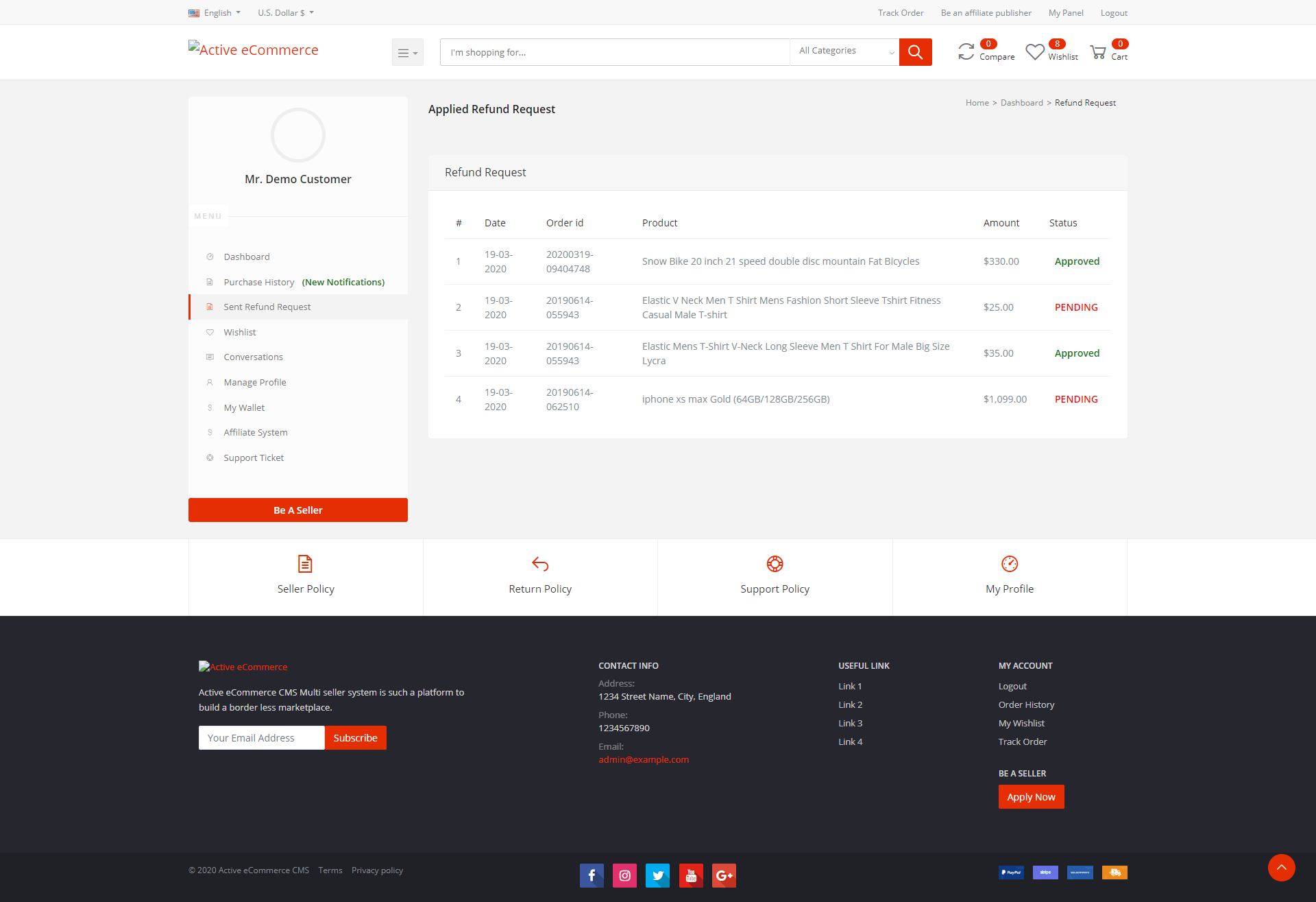 
        Active eCommerce Refund add-on
      