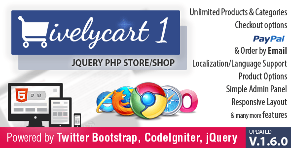 
        LivelyCart light - a jQuery PHP - Codeigniter Store / Shop | Shopping Cart
      