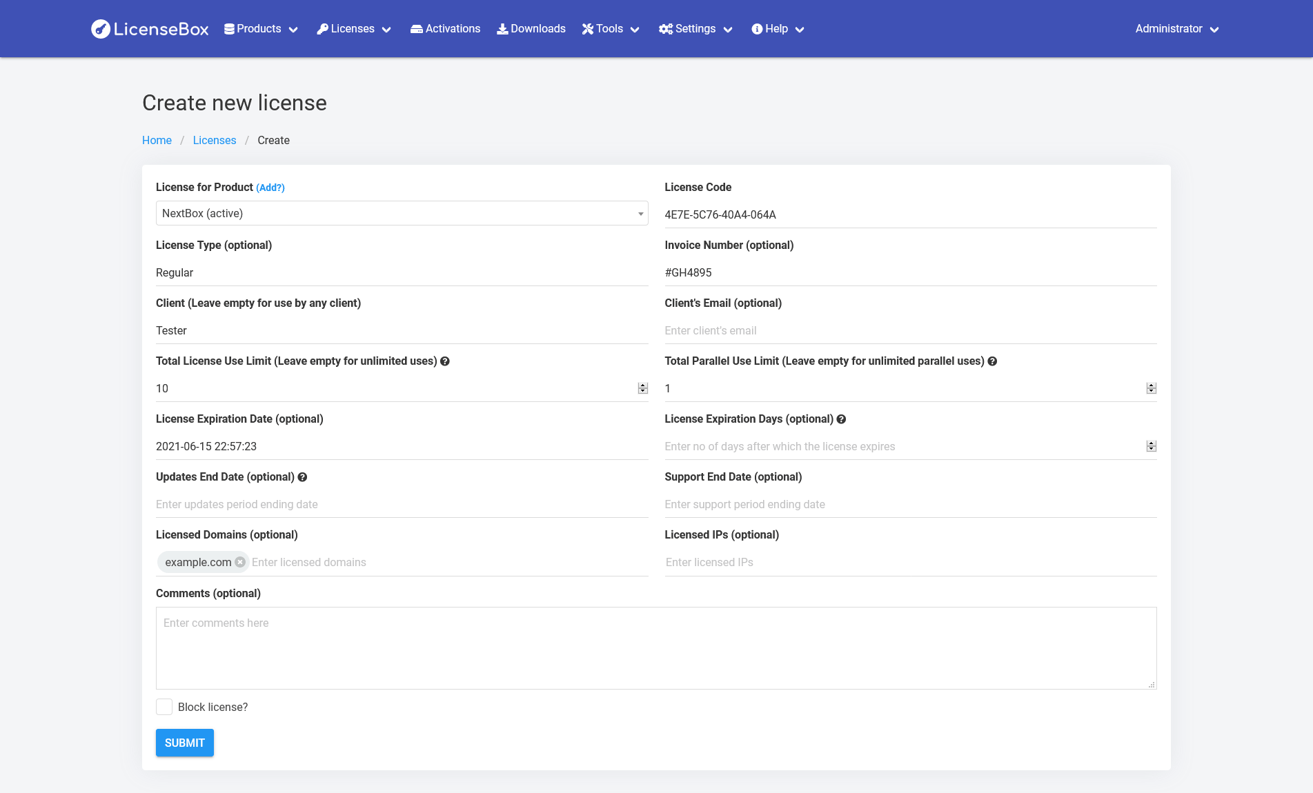 
        LicenseBox - PHP Licenser and Updates Manager
      