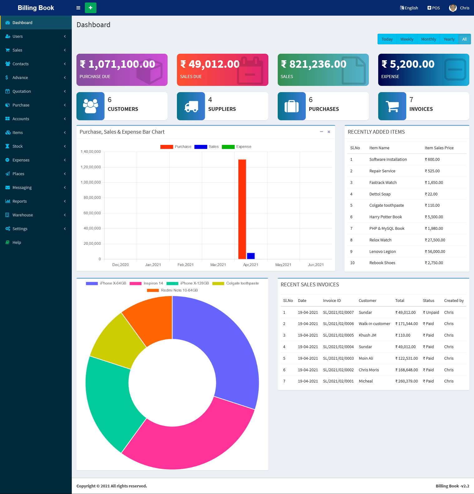 
        Billing Book -Advanced POS, Inventory, Accounting, Warehouse, Multi Users, GST Ready
      