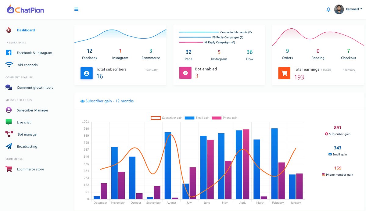 
        ChatPion - Facebook & Instagram Chatbot,eCommerce,SMS/Email & Social Media Marketing Platform (SaaS)
      