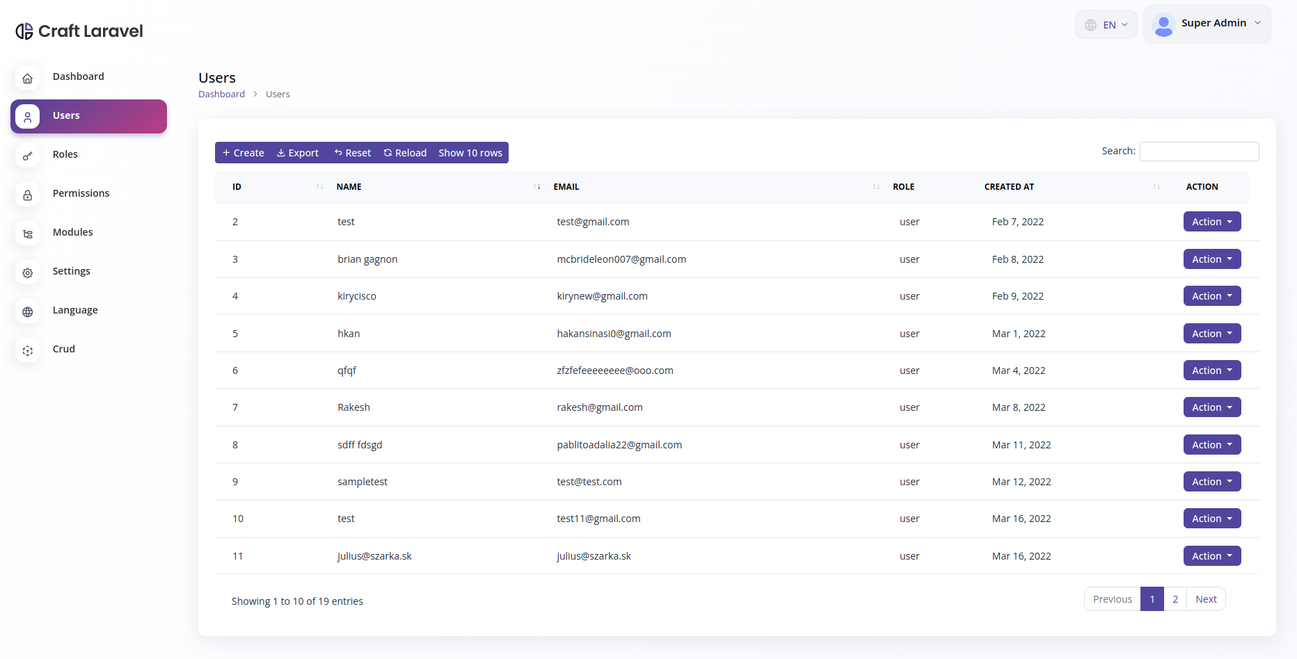 
        Craft Laravel Admin Panel - CRUD builder, Users, Role, Permissions & Settings
      