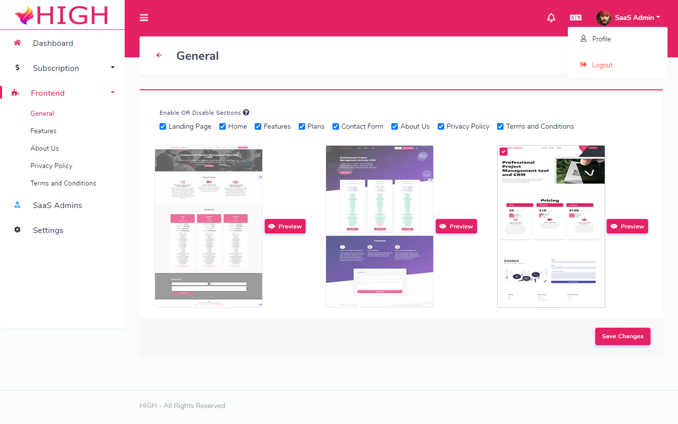 
        HIGH SaaS - Project Management System
      