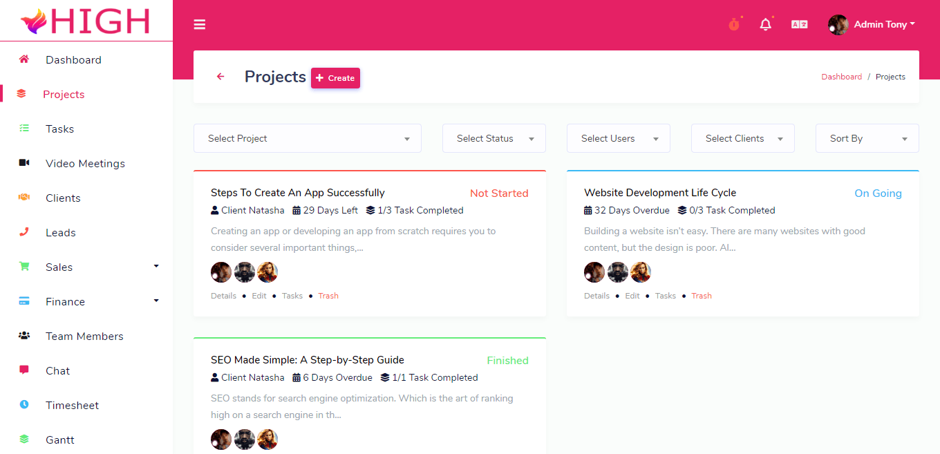 
        HIGH SaaS - Project Management System
      