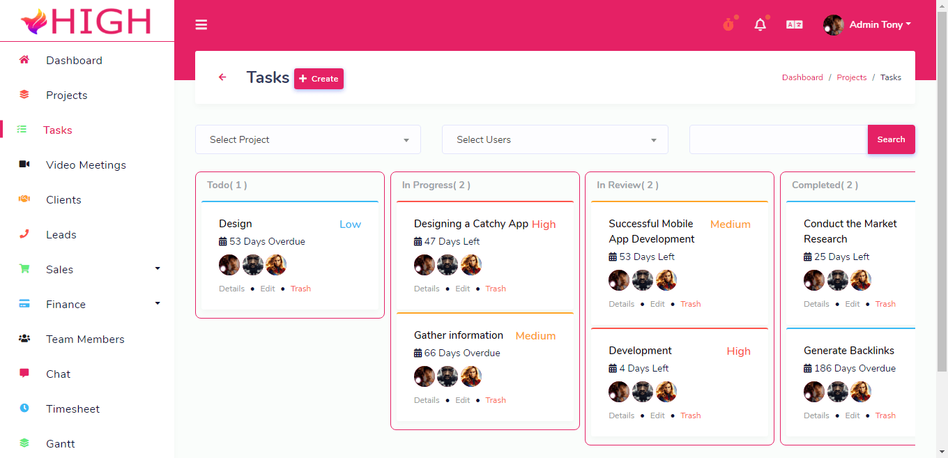 
        HIGH SaaS - Project Management System
      