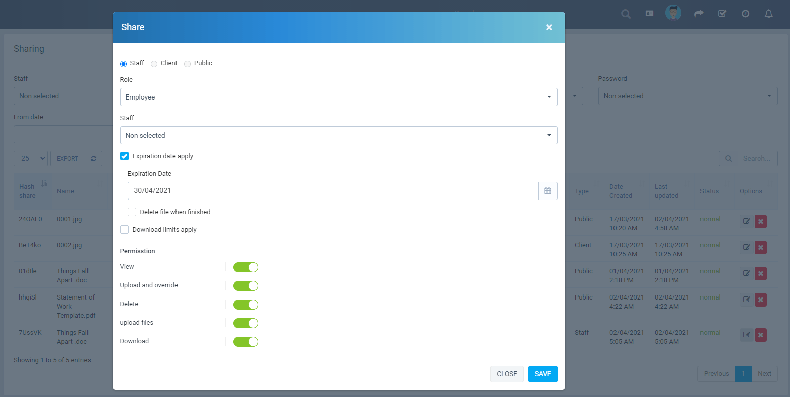 
        File Sharing module for Perfex CRM
      