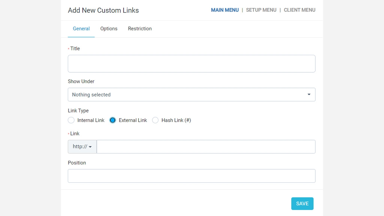 
        Custom Links for Perfex CRM
      