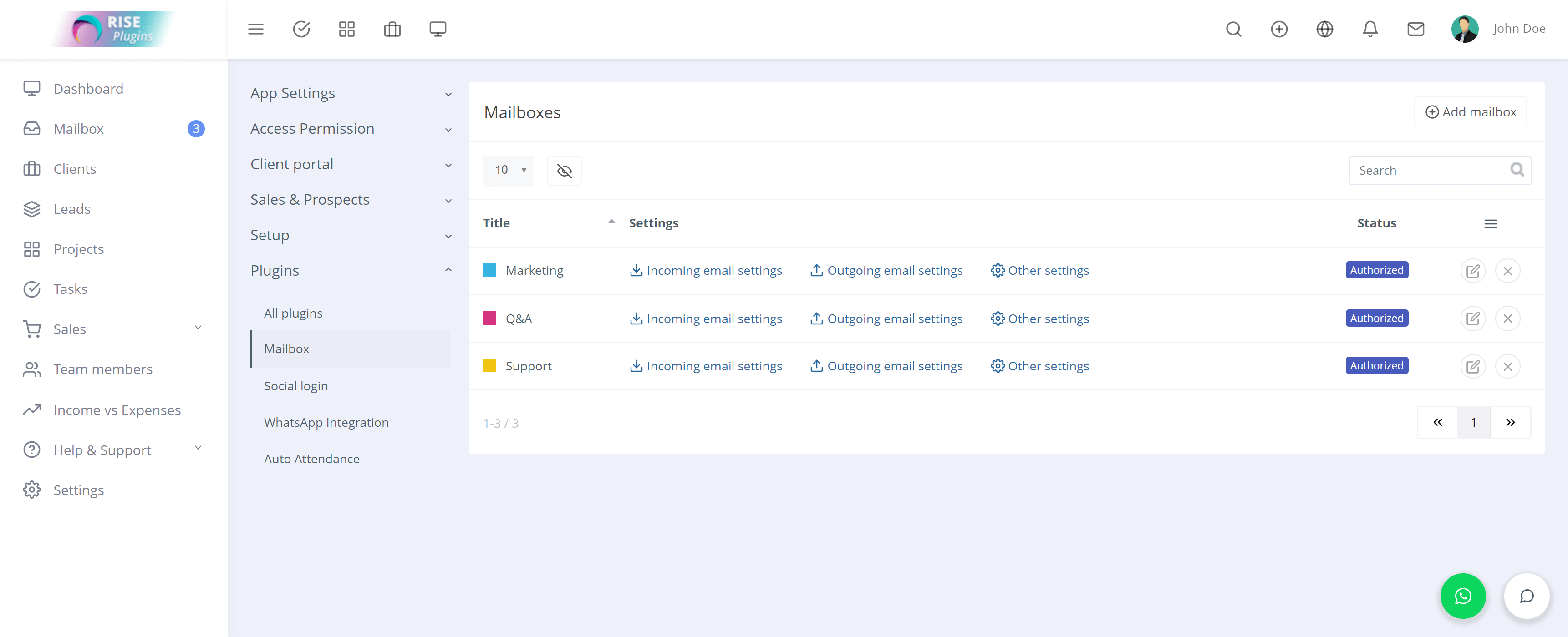 
        Mailbox plugin for RISE CRM
      