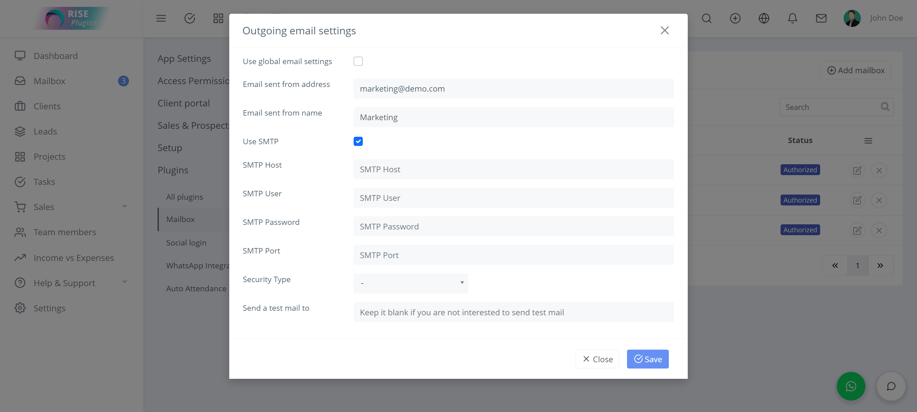 
        Mailbox plugin for RISE CRM
      