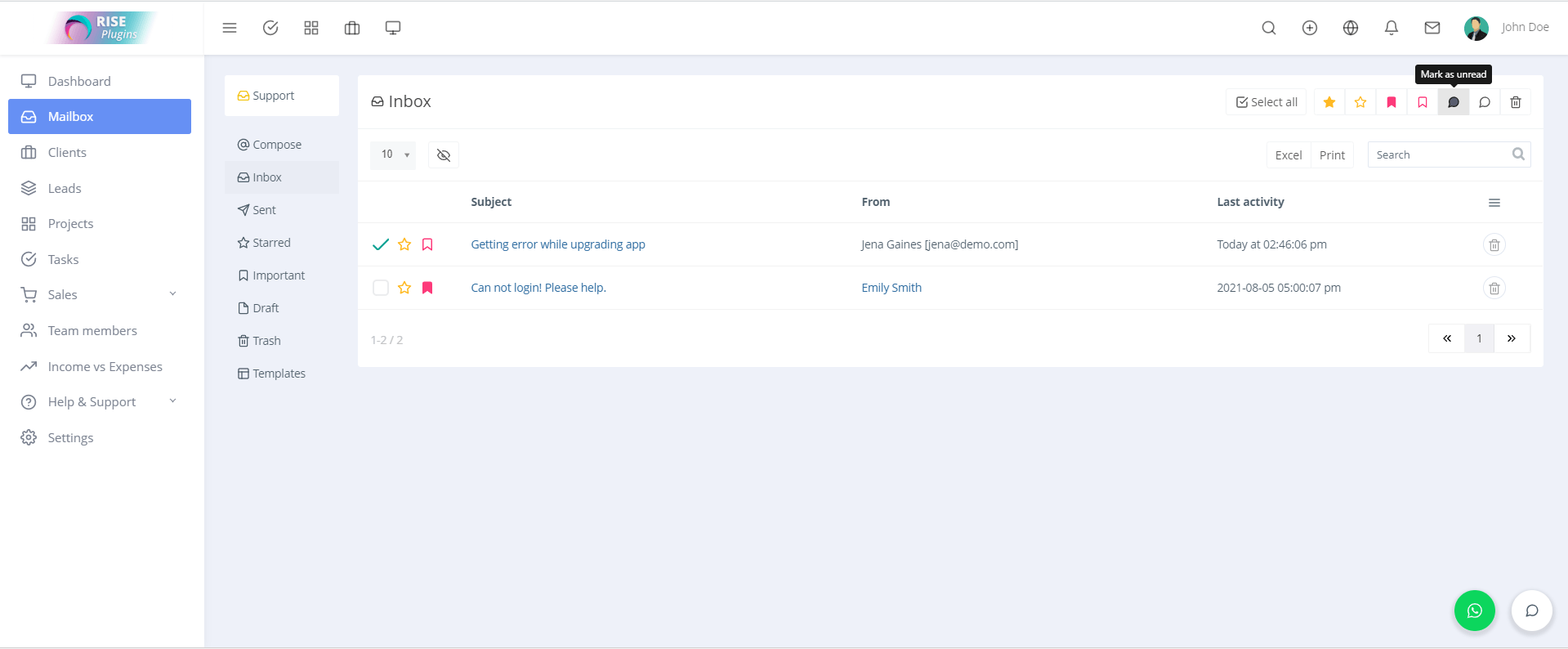 
        Mailbox plugin for RISE CRM
      