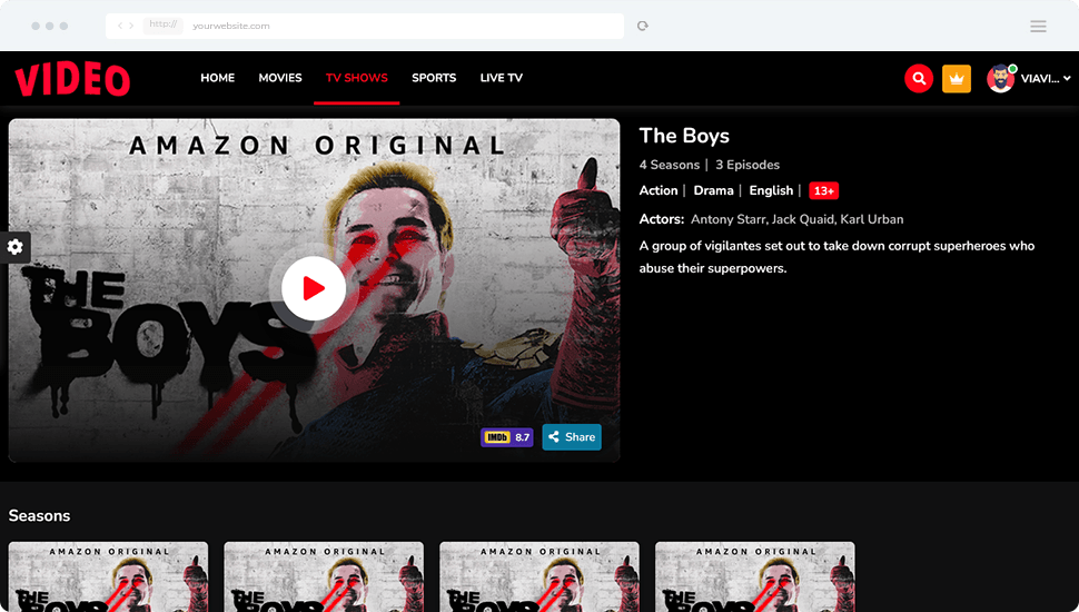 
        Video Streaming Portal (TV Shows, Movies, Sports, Videos Streaming, Live TV)
      