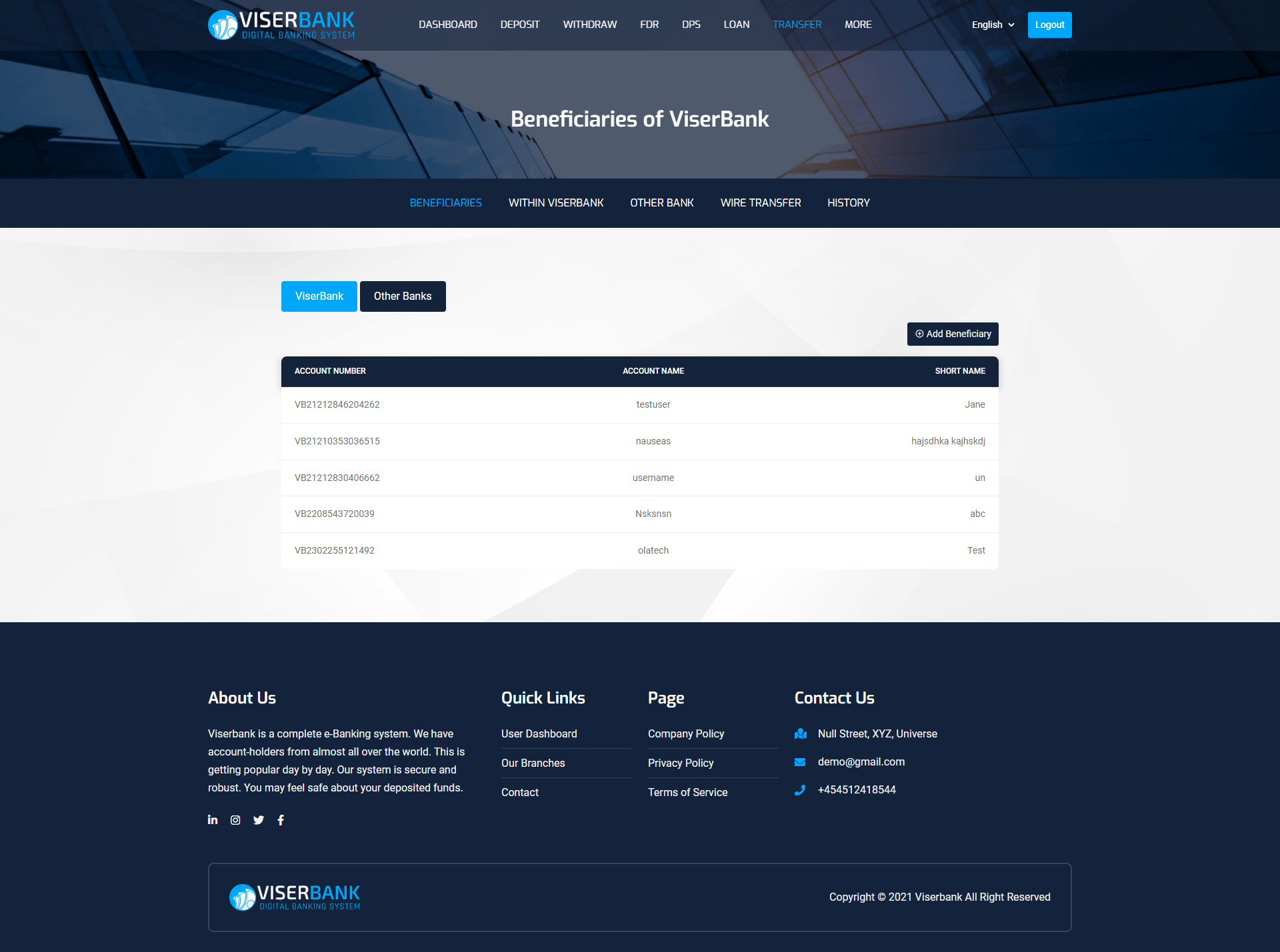 
        ViserBank - Digital Banking System
      