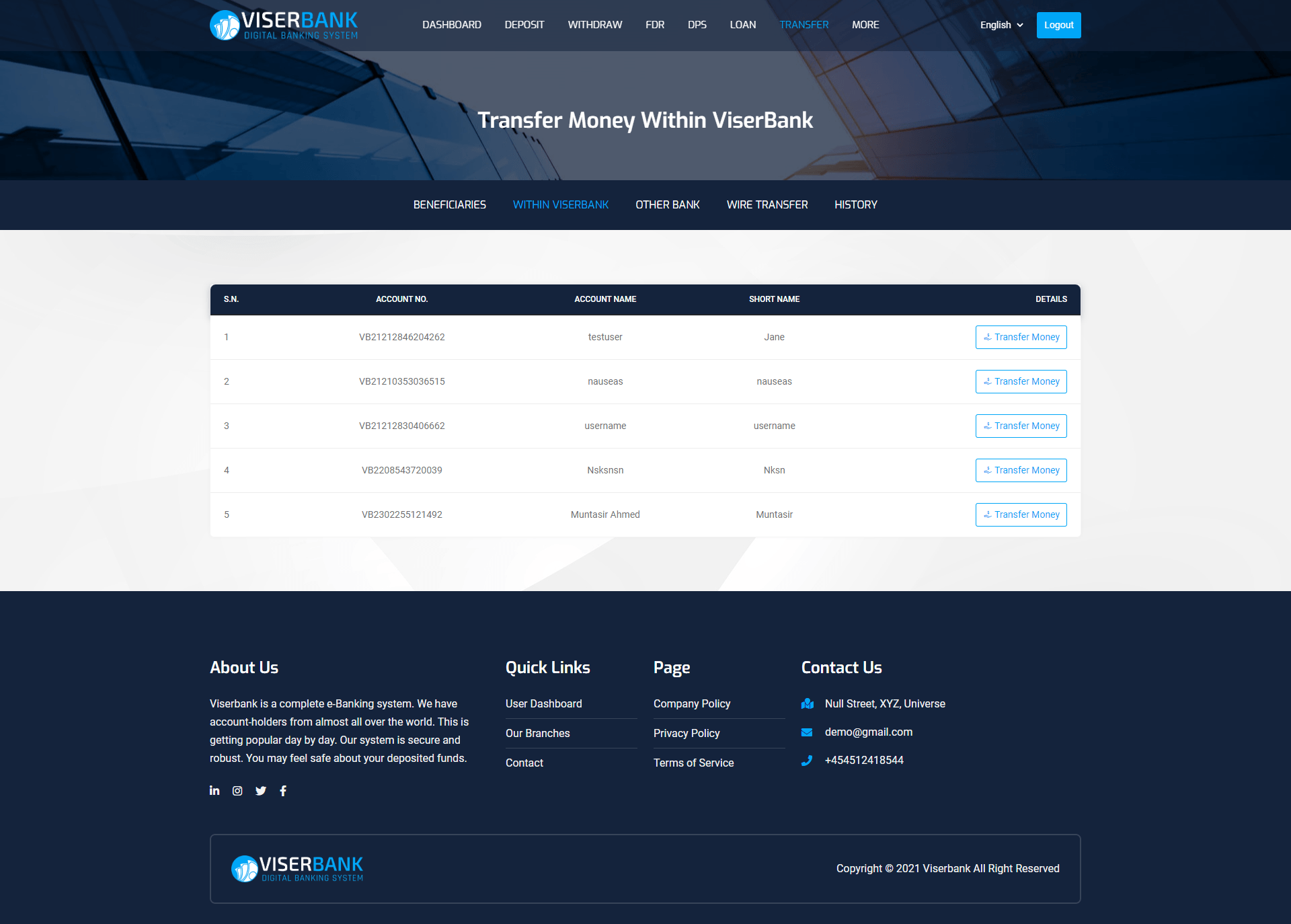 
        ViserBank - Digital Banking System
      