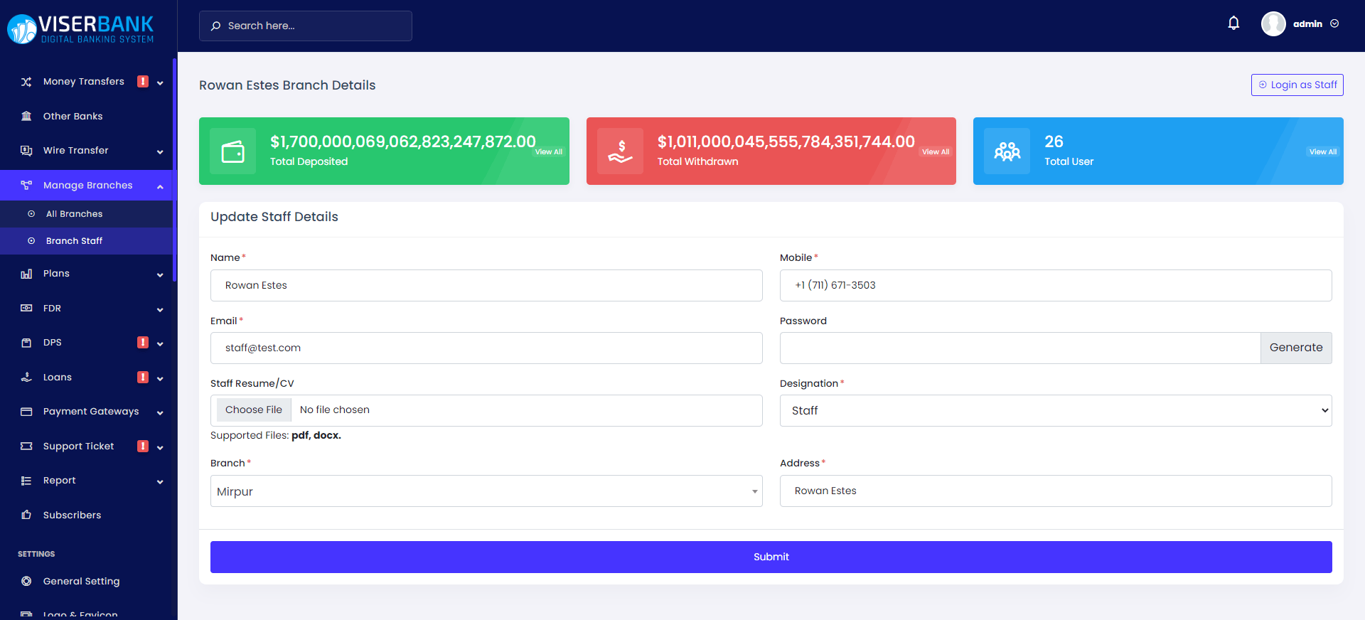 
        ViserBank - Digital Banking System
      