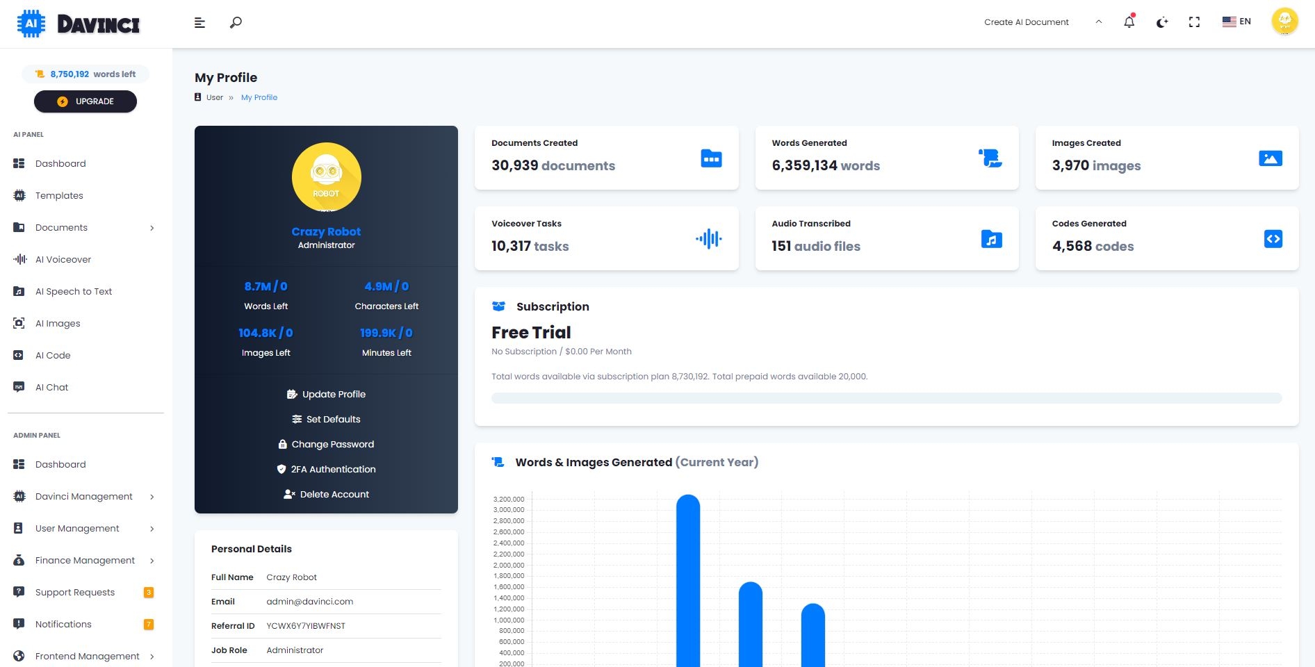 
        OpenAI Davinci - AI Writing Assistant and Content Creator as SaaS
      