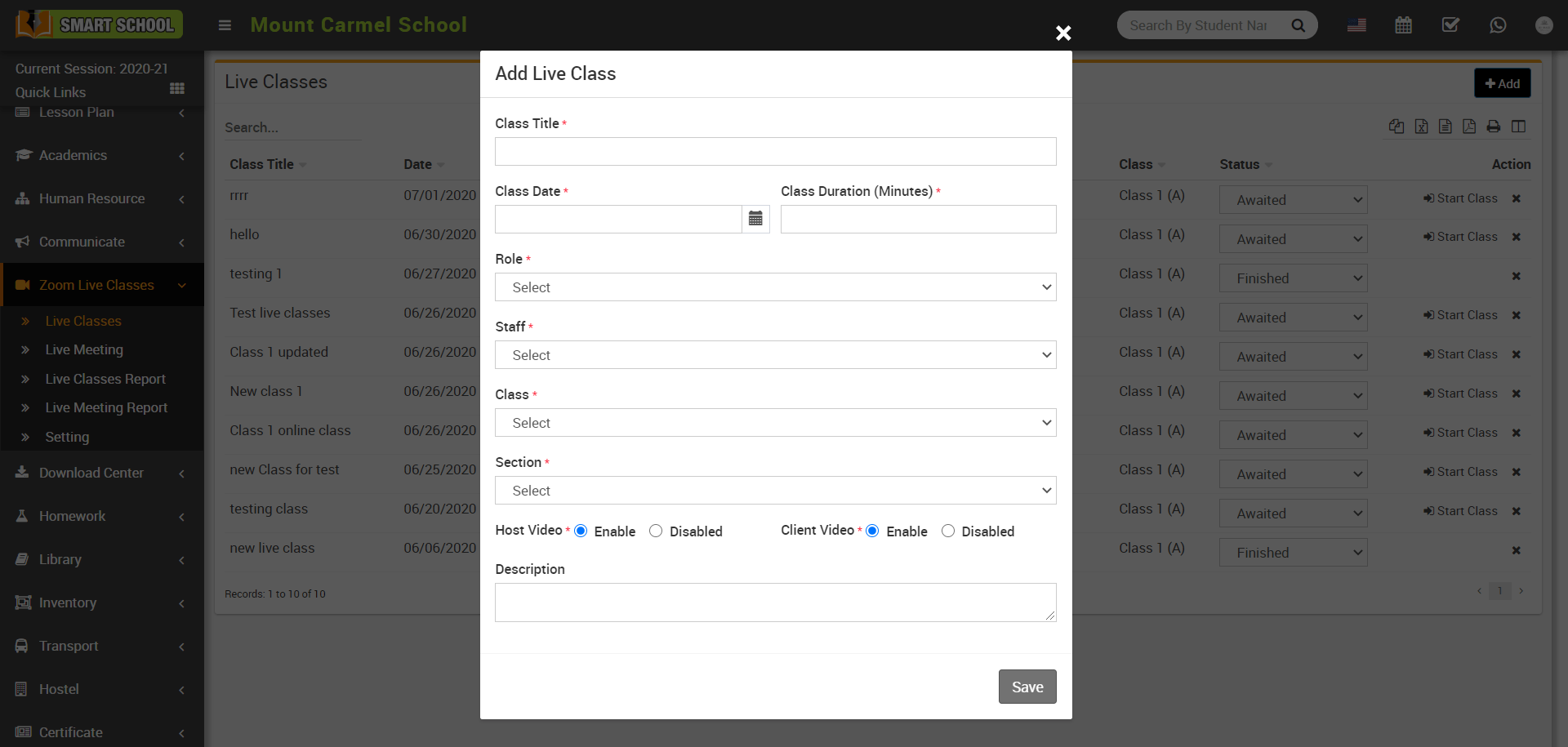 
        Smart School Zoom Live Class
      