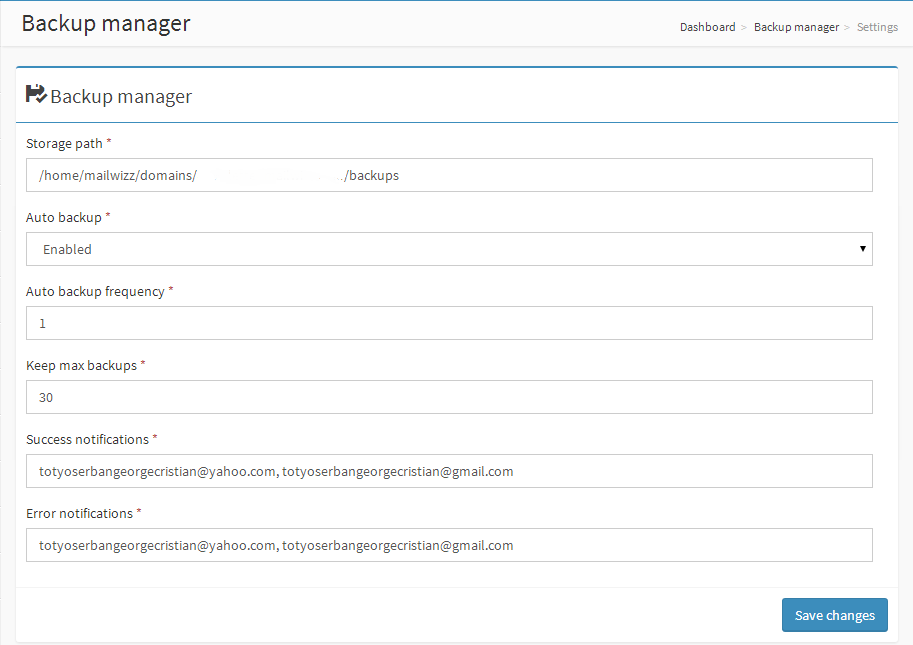 
        Backup Manager for MailWizz EMA
      